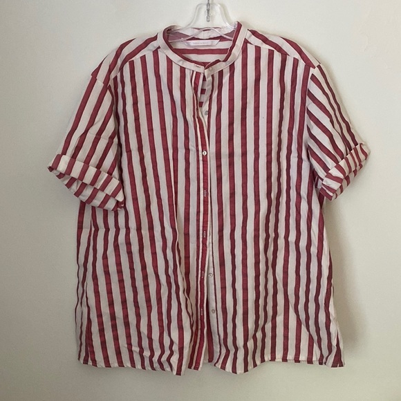SOLD Red and off white stripped blouse - Picture 14 of 15